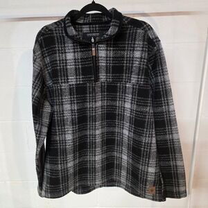 John Wayne Stock & Supply Mens XL‎ Plaid Fleece Quarter Zip Pullover Shirt